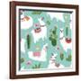 Llama and Cactus Pattern-ONYXprj-Framed Art Print