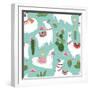 Llama and Cactus Pattern-ONYXprj-Framed Art Print