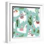 Llama and Cactus Pattern-ONYXprj-Framed Art Print