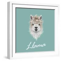 Llama Animal Portrait-ant_art-Framed Art Print