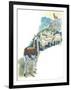 Llama Lama Glama Guarding Flock of Sheep-null-Framed Giclee Print