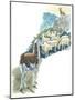 Llama Lama Glama Guarding Flock of Sheep-null-Mounted Giclee Print