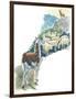 Llama Lama Glama Guarding Flock of Sheep-null-Framed Giclee Print