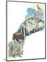 Llama Lama Glama Guarding Flock of Sheep-null-Mounted Giclee Print