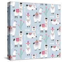 Llama Pattern-Artrise-Stretched Canvas