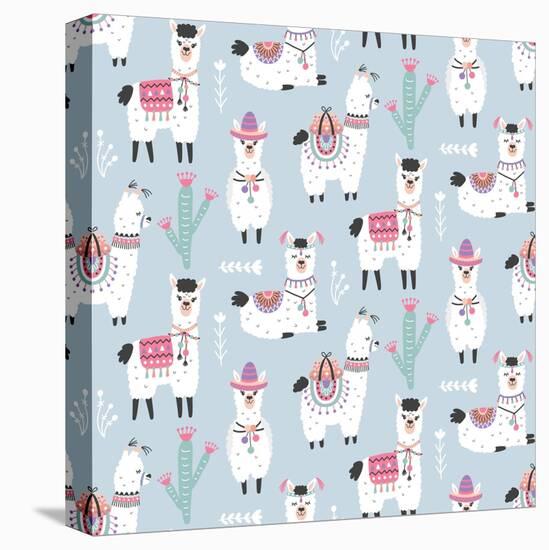 Llama Pattern-Artrise-Stretched Canvas