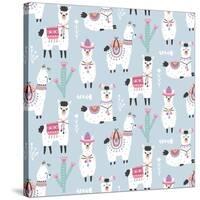 Llama Pattern-Artrise-Stretched Canvas