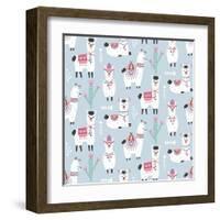 Llama Pattern-Artrise-Framed Art Print