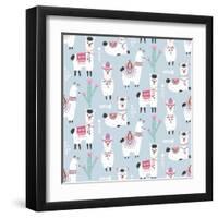 Llama Pattern-Artrise-Framed Art Print