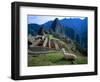 Llama Rests Overlooking Ruins of Machu Picchu in the Andes Mountains, Peru-Jim Zuckerman-Framed Photographic Print