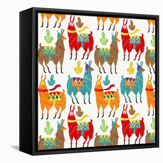 Llamas Colors-Gaia Marfurt-Framed Stretched Canvas