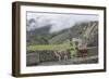 Llamas roaming in the Inca ruins of Machu Picchu, UNESCO World Heritage Site, Peru, South America-Julio Etchart-Framed Photographic Print