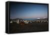 Llamas Settle Own to Sleep Near Volcano Nevado Parinacota in Sajama National Park at Dusk-Alex Saberi-Framed Stretched Canvas