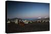 Llamas Settle Own to Sleep Near Volcano Nevado Parinacota in Sajama National Park at Dusk-Alex Saberi-Stretched Canvas