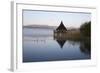 Llangorse Lake and Crannog Island in Morning Mist-Stuart Black-Framed Photographic Print