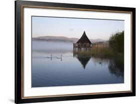 Llangorse Lake and Crannog Island in Morning Mist-Stuart Black-Framed Photographic Print