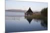 Llangorse Lake and Crannog Island in Morning Mist-Stuart Black-Mounted Photographic Print