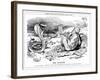 Lloyd George Tries to Charm Unemployment, Cartoon-Leonard Raven-hill-Framed Art Print