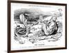 Lloyd George Tries to Charm Unemployment, Cartoon-Leonard Raven-hill-Framed Art Print