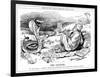 Lloyd George Tries to Charm Unemployment, Cartoon-Leonard Raven-hill-Framed Art Print