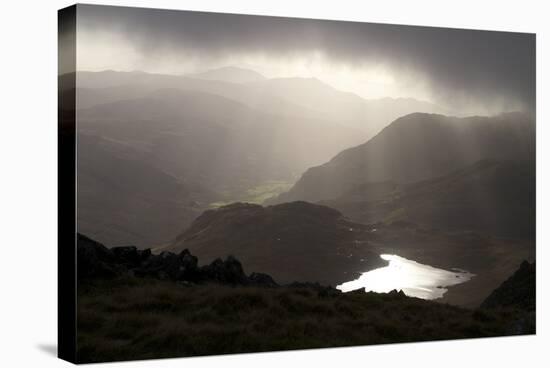 Llyn Bochlwyd, and the Ogwen Valley from Glyder Fach, Snowdonia National Park, Gwynedd, Wales-Peter Barritt-Stretched Canvas