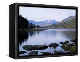 Llyn Mynbyr in the Early Morning, with Snowdonian Mountains Behind, Capel Curig, North Wales-Raj Kamal-Framed Stretched Canvas