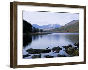 Llyn Mynbyr in the Early Morning, with Snowdonian Mountains Behind, Capel Curig, North Wales-Raj Kamal-Framed Photographic Print