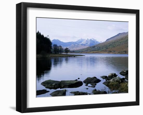 Llyn Mynbyr in the Early Morning, with Snowdonian Mountains Behind, Capel Curig, North Wales-Raj Kamal-Framed Photographic Print