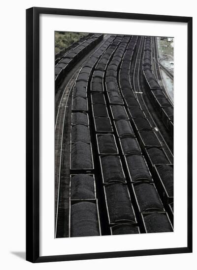 Loaded Coal Cars Sit in the Rail Yards at Danville, West Virginia, April 1974-null-Framed Photo