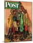 "Loaded Coat Rack," Saturday Evening Post Cover, April 14, 1945-John Atherton-Mounted Giclee Print