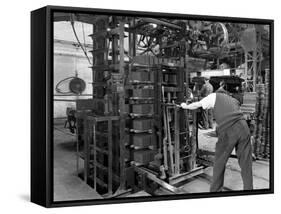 Loading a Palletising Machine with Bricks, Whitwick Brickworks, Coalville, Leicestershire, 1963-Michael Walters-Framed Stretched Canvas