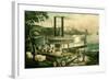 Loading Cotton on the Mississippi, 1870-Currier & Ives-Framed Giclee Print