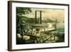Loading Cotton on the Mississippi, 1870-Currier & Ives-Framed Giclee Print
