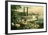 Loading Cotton on the Mississippi, 1870-Currier & Ives-Framed Giclee Print