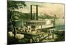 Loading Cotton on the Mississippi, 1870-Currier & Ives-Mounted Giclee Print