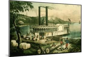 Loading Cotton on the Mississippi, 1870-Currier & Ives-Mounted Giclee Print