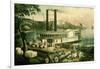 Loading Cotton on the Mississippi, 1870-Currier & Ives-Framed Giclee Print