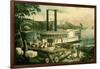 Loading Cotton on the Mississippi, 1870-Currier & Ives-Framed Giclee Print