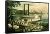 Loading Cotton on the Mississippi, 1870-Currier & Ives-Framed Stretched Canvas