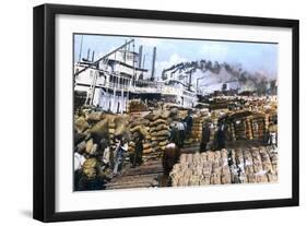 Loading Cotton onto a Ship, Memphis, Tennessee, USA, C1900s-null-Framed Giclee Print