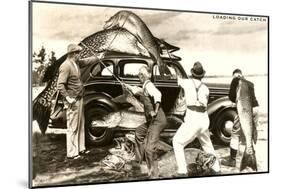 Loading Giant Fish on Car-null-Mounted Art Print