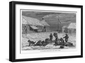 Loading Goods onto a Dog Sledge at Fort St. Michael (Formerly Michaelowski) in Norton Gulf Alaska-Frederick Whymper-Framed Art Print