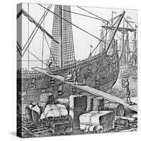 Loading Goods onto Russian Ship in the Port of St Petersburg-null-Stretched Canvas