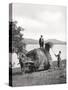 Loading Hay onto a Wagon on the Shores of Loch Lomond, Scotland, 1924-1926-Donald Mcleish-Stretched Canvas