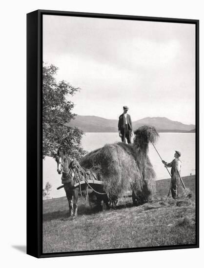 Loading Hay onto a Wagon on the Shores of Loch Lomond, Scotland, 1924-1926-Donald Mcleish-Framed Stretched Canvas