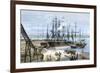 Loading Lumber Onto Ships in Puget Sound, Washington State, c.1880-null-Framed Giclee Print