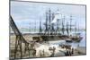 Loading Lumber Onto Ships in Puget Sound, Washington State, c.1880-null-Mounted Giclee Print