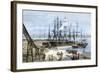 Loading Lumber Onto Ships in Puget Sound, Washington State, c.1880-null-Framed Giclee Print