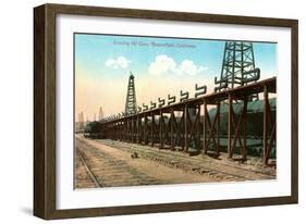 Loading Oil Cars, Bakersfield, California-null-Framed Art Print