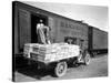 Loading Peaches in Car at Donald, 1928-Asahel Curtis-Stretched Canvas